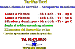 tarifas taxi santa coloma de cervello